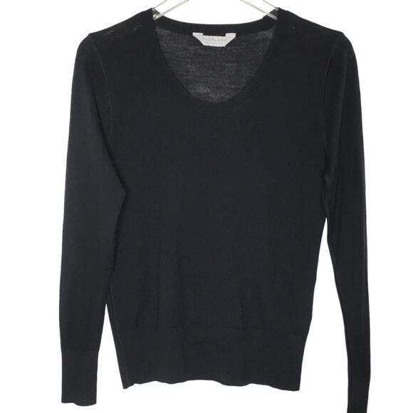 Everlane XS Womens Black Thin Knit Sweater 100% Wool Scoop Neck - Picture 1 of 9